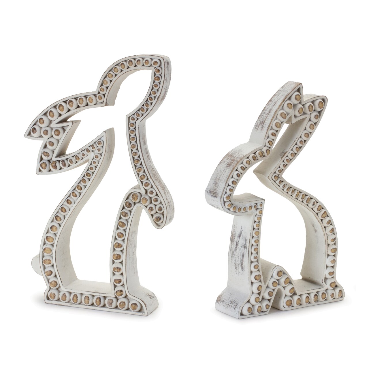 Melrose Set of 2 Beaded Rabbit Outline Tabletop Decorations 11.25"